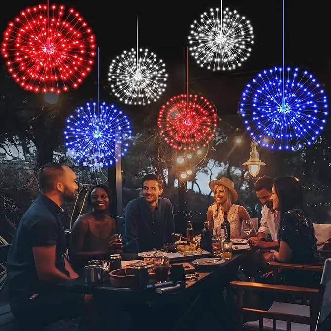 3 Pack 4th of July Lights Decorations 480 LED Remote&Time 8 Light Mode Red White and Blue Firework Lights Battery Operated, American Flag Patriotic Memorial Day Independence Day Outdoor Decor by GreenHaven Gardens