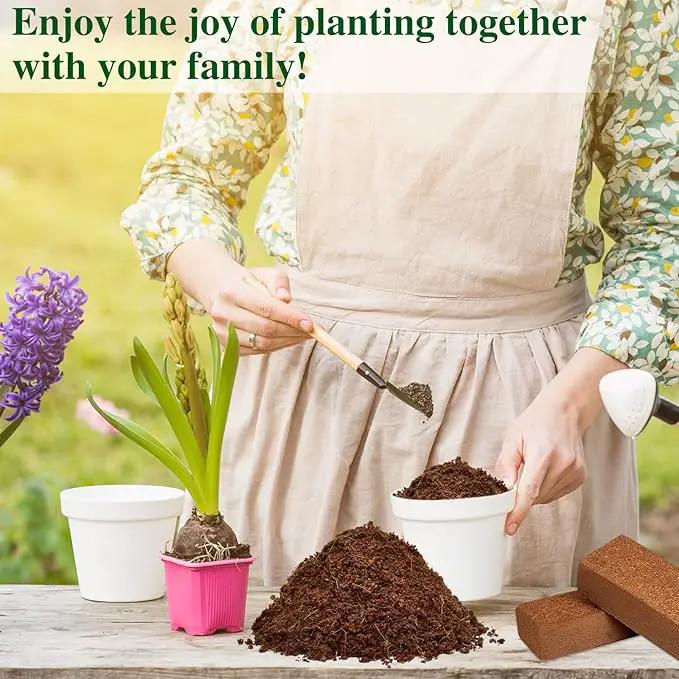 ZeeDix Compressed Coco Coir Brick for Plants, Premium Coconut Coir Bricks Potting Soil Mix, Natural Coconut Husk Coco Peat Brick with Low EC and pH Balance for Gardening Plants Flower Herbs by GreenHaven Gardens