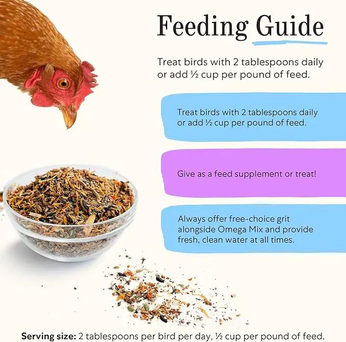 Grubbly Farms Omega Mix Chicken Treats for Laying Hens - Superfood and Omega-Rich Chicken Feed Supplement to Support Egg Production, Strong Eggshells and Nutritious Yolks - 1LB by GreenHaven Gardens