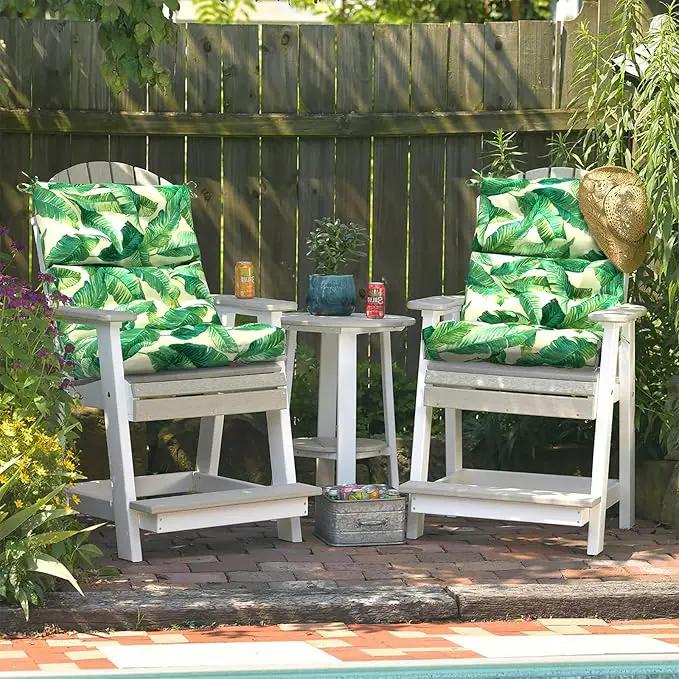 LVTXIII Outdoor Adirondack Chair Cushions, L44” x W22” x H4 Patio Tufted High Back Cushions, Seasonal Replacement Rocking Chair Cushion for Home Garden Furnitue, Set of 2, Swaying Palms Capri by GreenHaven Gardens