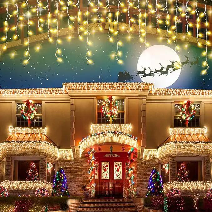 DDMY Christmas Lights Outdoor Decorations 416 LEDs 34 FT 8 Modes Curtain String Light with 78 Drops, Waterproof Clear Wire LED Light for Christmas Party Decor, House, Garden, Yard Decoration by GreenHaven Gardens