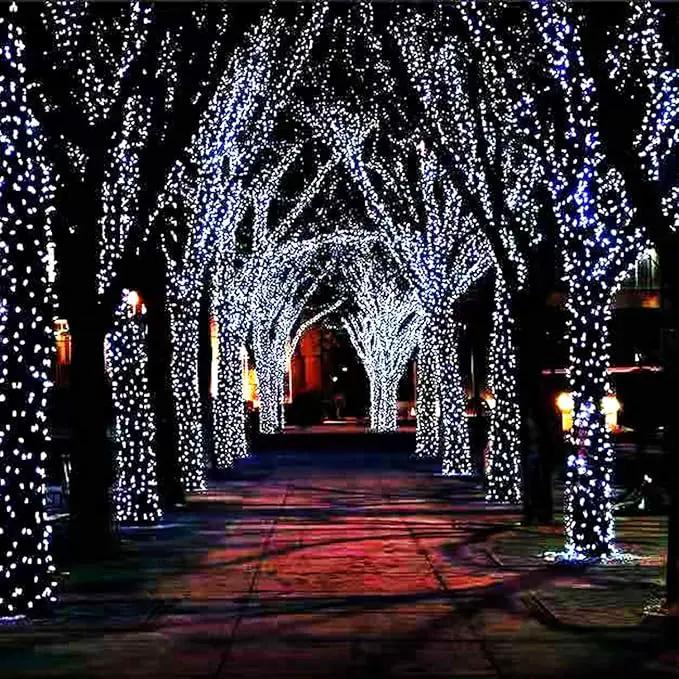 YIQU White Extra-Long 2-Pack Each 72ft 200 LED Solar String Lights Outdoor, Waterproof Green Wire 8 Lighting Modes Solar Christmas Lights for Garden Patio Tree Party Wedding Decorations (Cool White) by GreenHaven Gardens