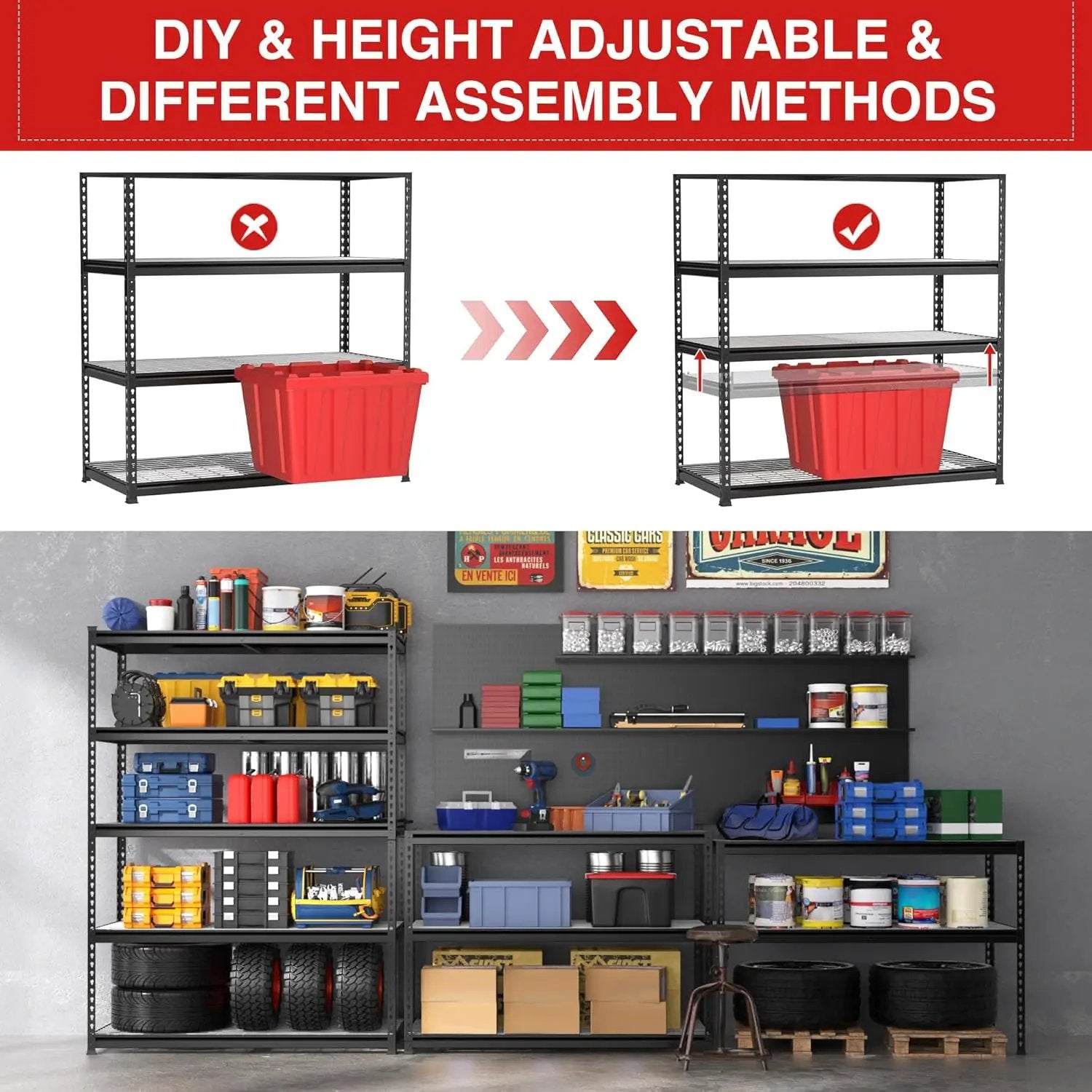 WORKPRO 5-Tier Metal Shelving Unit, 48”W x 24”D x 72”H, Heavy Duty Adjustable Storage Rack, 4000 lbs Load Capacity (Total), for Garage, Basement, Warehouse, 10 Pack by GreenHaven Gardens