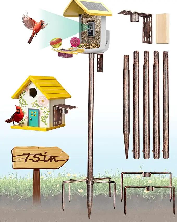 Bird Feeder Pole – 75 Inch Height Bird House Pole with 1-Inch Dia Heavy Duty for Birdfeeders, Feeding Stand with Mount Kit for Outdoor, Slip-Fit Connection, Copper Brushed by GreenHaven Gardens