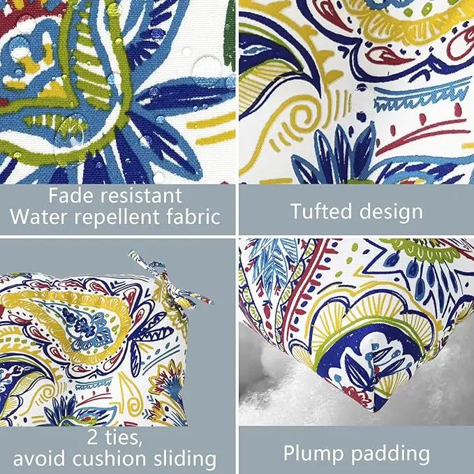 LVTXIII 2 Pack Outdoor/Indoor High Back Chair Cushions, Deep Seat Patio Seat and Back Cushion Set, Stuffed High Rebound Foam Rocking Chair Cushions, 44”x22”x4”, Paisley Chili by GreenHaven Gardens