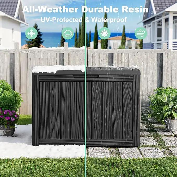 45 Gallon Resin Deck Box, Lockable Outdoor Storage Box for Patio Cushions Storage Furniture,Garden Tools, Pool Supplies, Weatherproof and UV Resistant（Black） by GreenHaven Gardens
