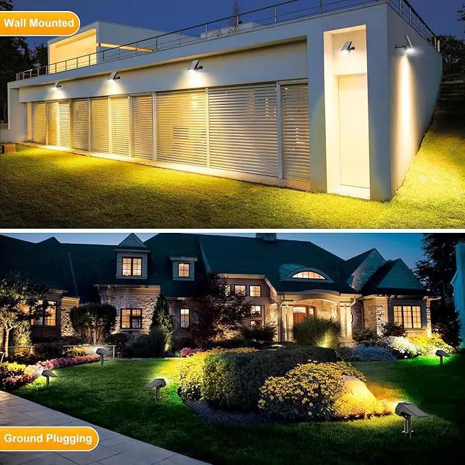 Fabrito 72 LEDs Solar Spot Lights Outdoor Waterproof, 3 Modes Landscape Spotlights, Dusk to Dawn Solar Powered Flood Wall Lights for Outside, Solar Garden Lights for Yard Porch 10 Pack (Warm White) by GreenHaven Gardens