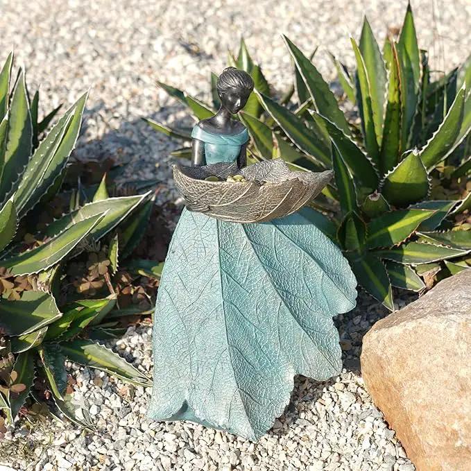 DiliComing Fairy Garden Statue Bird Feeder - 12 Inch Fairy Statue for Home Decoration, Resin Outdoor Statues for Garden Decoration, Best Bird Feeder Garden Gift for Women 12 x 7.5 x 5 Inch by GreenHaven Gardens