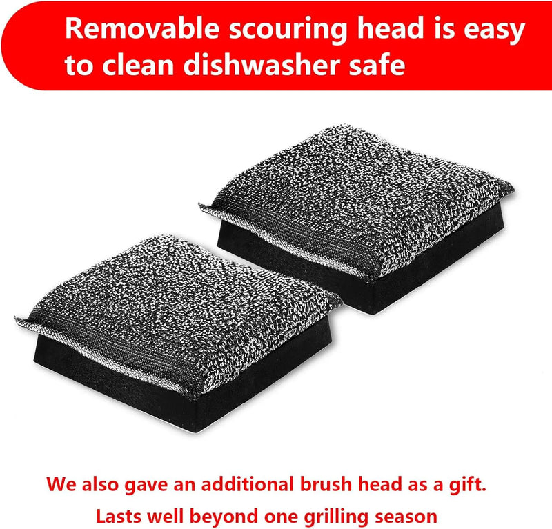 Grill Brush Bristle Free,Unique Steel Fibers Pad [Safe & Efficient] Perfect for Any Grill/Flat Tops Griddles - with 1 Replaceable Cleaning Head - Safe Grill Brush for Outdoor Grill by GreenHaven Gardens