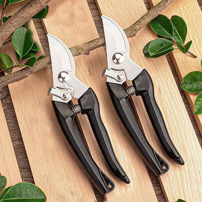 Garden Flower Shears Pruning Shears 6.9 inches Scissors Heavy Duty Plant Scissors for Cutting Flowers, Trimming Plants, Bonsai, Fruits Picking (Black Handle) by GreenHaven Gardens