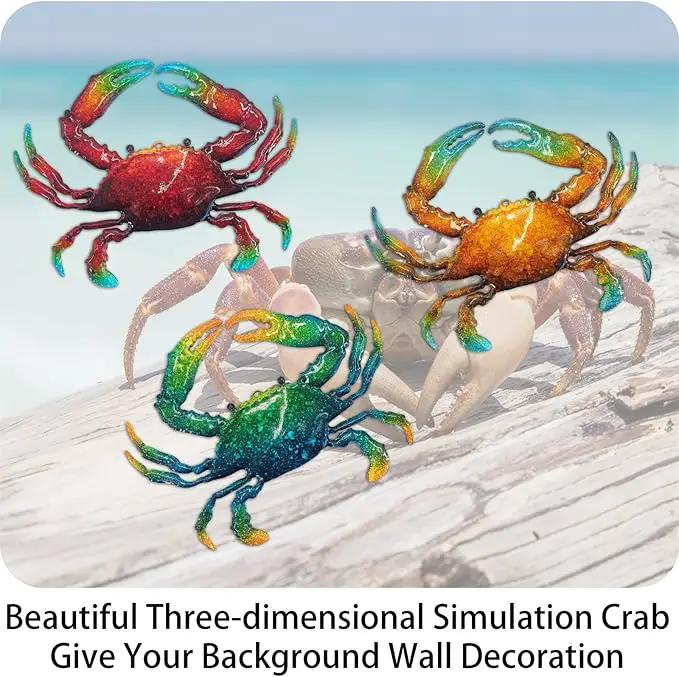 John's Studio Metal Crab Sea Wall Decor Outdoor Garden Hanging Art Sculptures Home Ocean Theme Decorations for Kitchen Bathroom and Pool - 3 PCS by GreenHaven Gardens