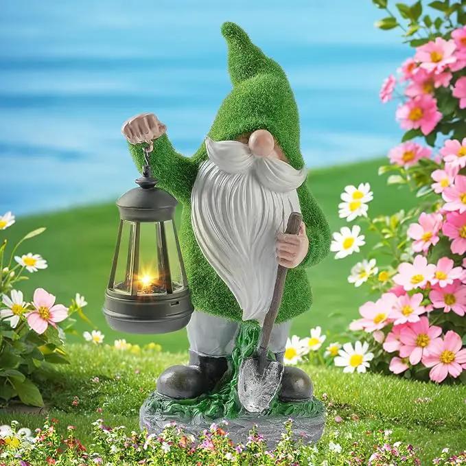 Elenon Garden Gnome Decor Solar Lights, Solar Elf Garden Figurines Outdoor Decorative, Solar Yard Art Garden Sculptures & Statues for Patio Yard Pathway by GreenHaven Gardens