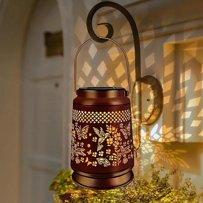 KY&BOSAM Solar Lanterns Outdoor Waterproof Hummingbird & Butterfly Lantern Garden Decor Birthday Gifts for Women Mom Metal Solar Lights Outdoor Lantern Hanging Outside for Yard Backyard Pathway Patio by GreenHaven Gardens