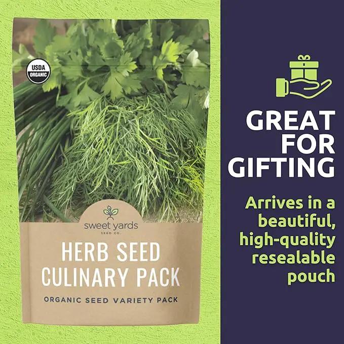 Organic Herb Seeds Variety Pack - 10 Individual Packs - 2025 Season - Basil, Cilantro, Dill, Thyme, Parsley and More! for Indoor & Outdoor Planting (Non-GMO, Certified Organic) by GreenHaven Gardens