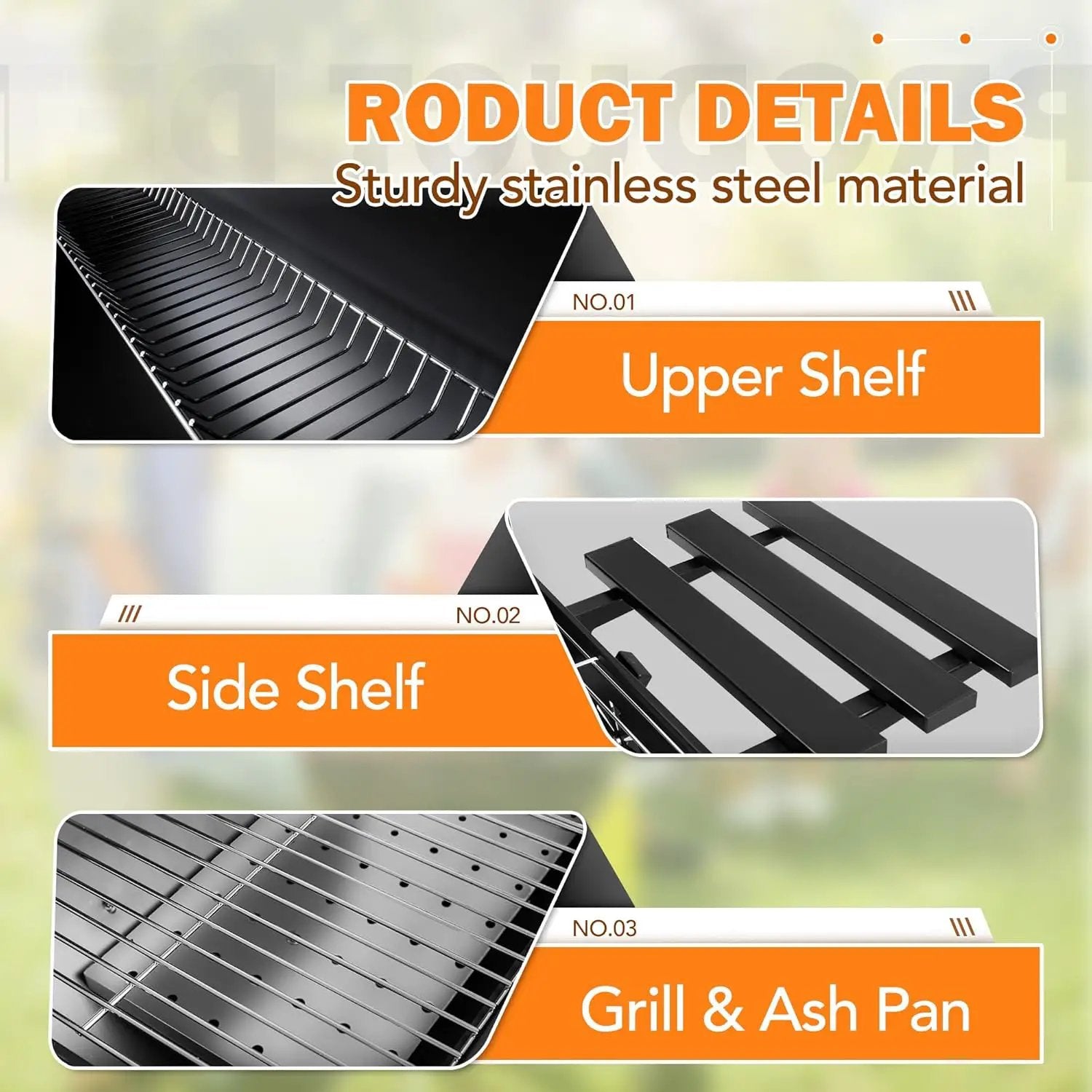 Flamaker Grill Outdoor Charcoal Grills with Side Oven & Thermometer Offset Smoker with Ash Catcher & Cover for Camping Picnics, BBQ, Hiking by GreenHaven Gardens