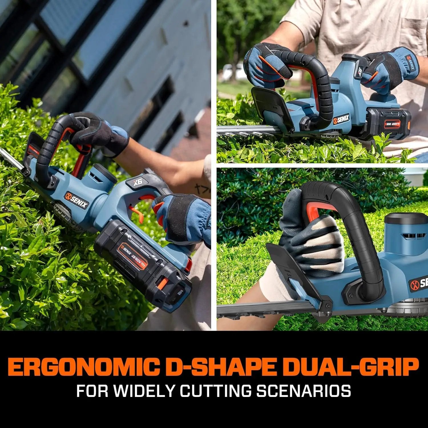 SENIX X6 60V Max* Battery Powered 26" Cordless Hedge Trimmer with Brushless Motor, Double-Sided Dual Action Blades, 1-1/4" Cutting Capacity, 3.0 Ah Lithium-ion Battery & Charger Included (HTX6-M1) by GreenHaven Gardens