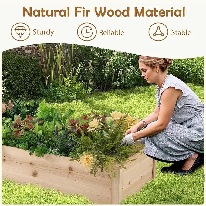 HAPPYGRILL Raised Garden Bed, Wooden Planter Raised Bed w/2 Garden Boxes, 7 Compartments, DIY Painting Available, Elevated Planter Box for Patio Garden Backyard Lawn Gardening, 90” x 25” x 10” by GreenHaven Gardens