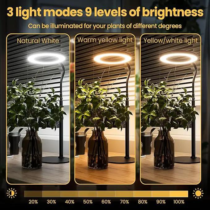Grow Light, LED Plant Light for Indoor Plants Growing, Full Spectrum Desk Grow Lamp with Pedestal, Automatic Timer for 3H/9H/12H, 10 Dimmable Levels, Height Adjustable by GreenHaven Gardens