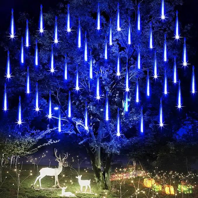 High Brightness 10 Tube 540 LED 20 Inch Meteor Shower Rain Lights Cascading Falling Rain Outdoor Lights for Christmas Roof Eaves Tree Decoration Icicle Raindrop by GreenHaven Gardens