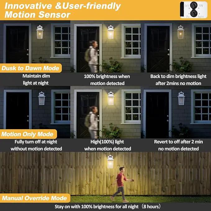 White Motion Sensor Outdoor Wall Light - Dusk to Dawn Outdoor Wall Lighting, Waterproof Exterior Light Fixture, Modern Porch Light Outside Wall Mount for House Patio Garage, Anti-Rust by GreenHaven Gardens