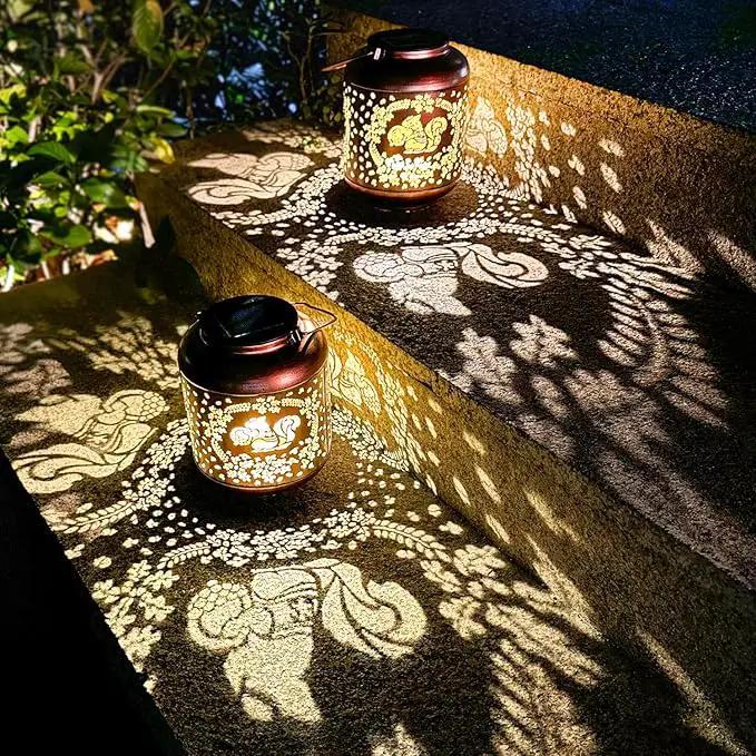Squirrel Solar Lanterns Outdoor Waterproof Hanging Solar Lights Squirrel Gifts for Women Men Metal Decorative LED Lanterns for Yard, Patio, Lawn, Tabletop, Pathway, Landscape, Garden Decor by GreenHaven Gardens