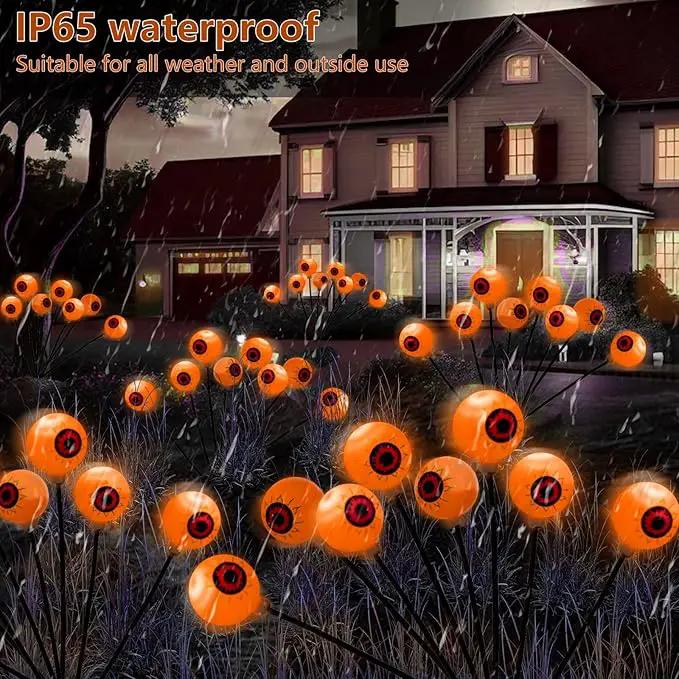 Halloween Decorations Outdoor Path Lights - 4 Packs 32LEDs Solar Halloween Eyebal Pathway Lights Swaying by Wind,Waterproof Solar Halloween Stake Lights for Garden Yard Porch Patio Pathway (Orange) by GreenHaven Gardens