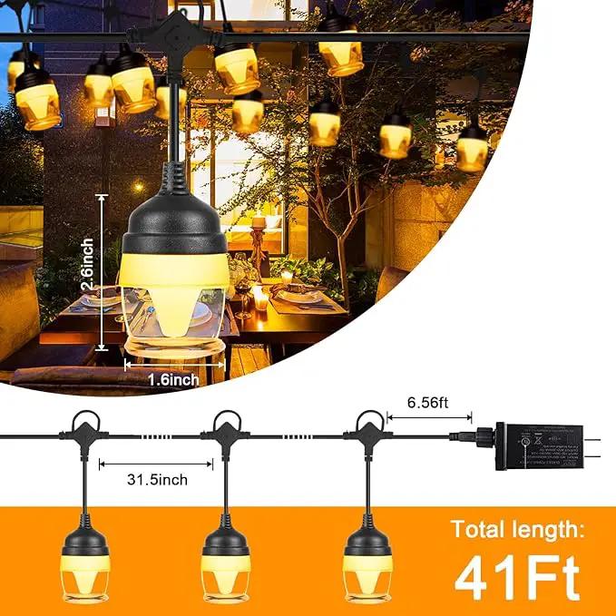 String Lights for Outside, Outdoor Patio Lights with 12 LED Bulbs Waterproof Shatterproof Hanging Patio Lights String for Patio for Bistro, Garden, Backyard, Gazebo, Party Decor, Easter by GreenHaven Gardens