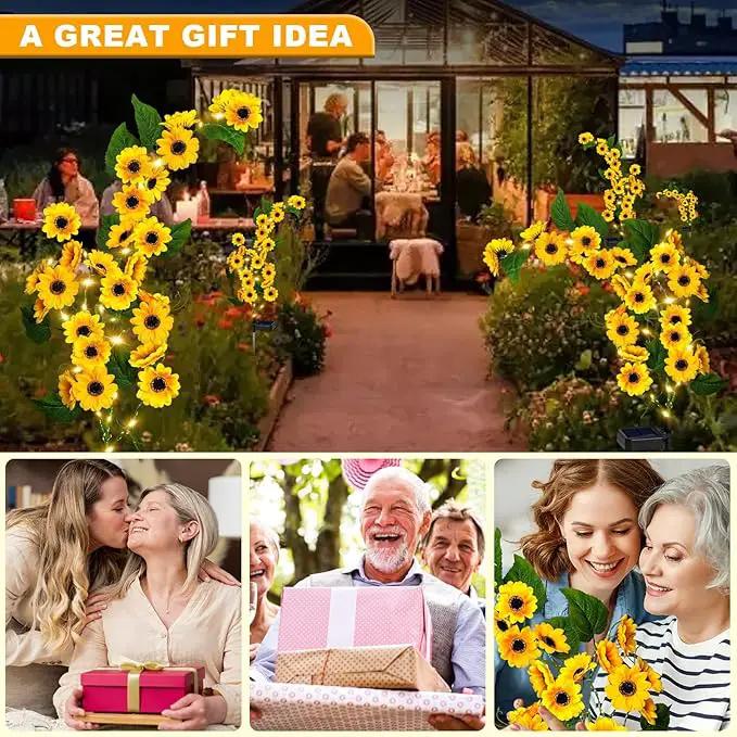Solar Garden Lights Outdoor, 2 Pack New Sunflower Light for Outside, Solar Willow Vine Light with 46 LED Sunflowers, Waterproof Decor for Yard, Patio, Pathway, Gardening Gifts (4Pack Sunflower) by GreenHaven Gardens