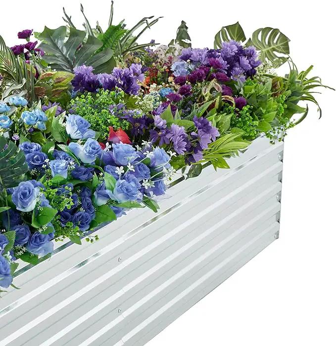 12x2x1.5FT Galvanized Raised Garden Beds Kit Large Outdoor Metal Gardening Planter Box for Vegetable Elevated Flower Herbs, Silver by GreenHaven Gardens