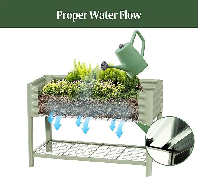 Elevated Raised Garden Bed-V Series, 2' x 8' Garden Beds with Legs & Storage Rack for Patio Porch, 1400 Lbs Weight Capacity, Outdoor Planter Boxes for Gardening Herbs Vegetables Flowers, Modern Gray by GreenHaven Gardens