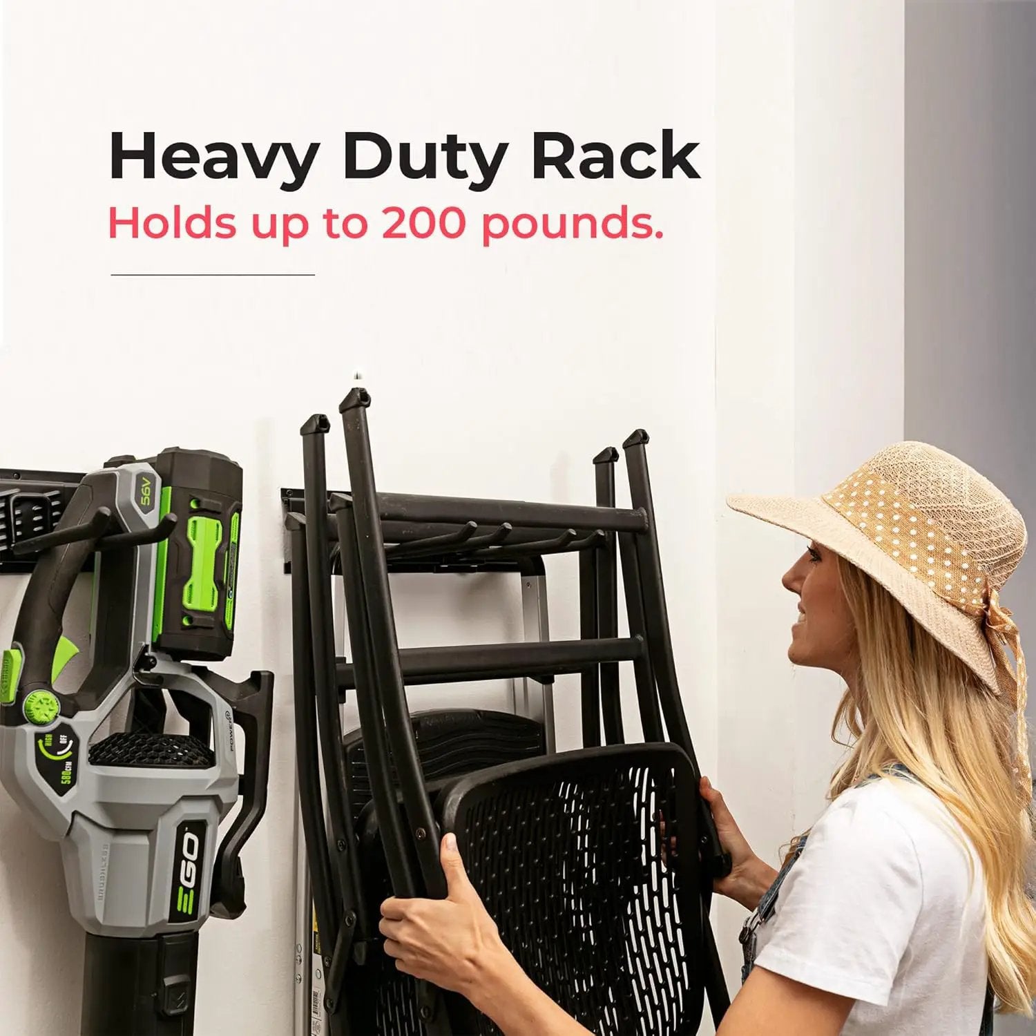 Garage Tool Organizer Wall Mount - 32 inches - Sturdy Storage Rack with Adjustable Hooks, Anti-Rust - Easy Installation, 200lbs Capacity - Garden Tool Organizer (02 Racks & 04 Hooks) by GreenHaven Gardens