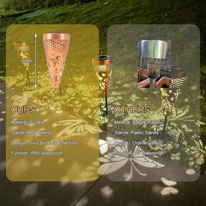DIBIEECN 4 Pack Butterfly Solar Garden Pathway Lights Outdoor,Metal Garden Decorations Outdoor Lights with Patterns and Warm Light,Waterproof Landscape Lighting for Path Patio Backyard Yard by GreenHaven Gardens