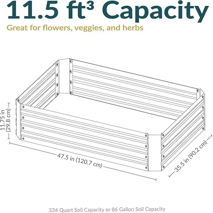 Sunnydaze 11.75" H Raised Metal Garden Bed - Galvanized Raised Garden Bed Outdoor for Vegetables and Flowers - Woodgrain - 4' x 3' Rectangle by GreenHaven Gardens
