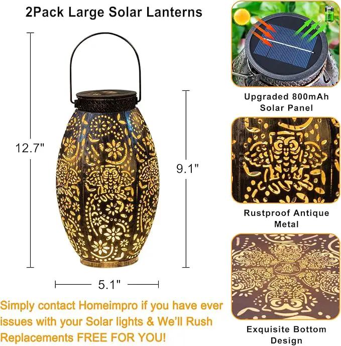 2Pack Owl Solar Outdoor Lanterns Waterproof, Large Decorative Garden Solar Lights for Table, Patio, Yard, Lawn Ornaments, Birthday Mothers' Day Gifts for Mom Dad ( Antique Bronze) by GreenHaven Gardens