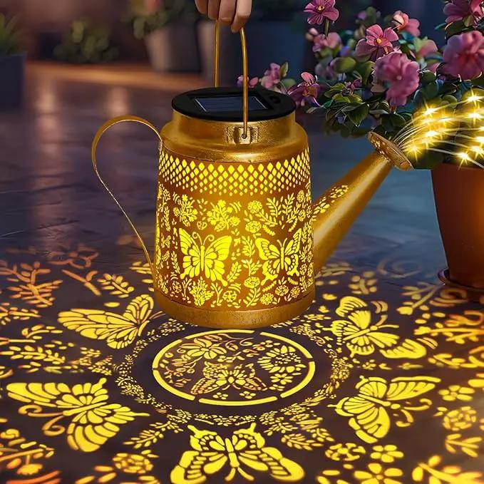 Solar Watering Can Lights Outdoor Garden Decor, Large Butterfly Hanging Lantern with Shepherd Hook, Waterproof Garden Lights for Outdoor Landscape Pathway Yard, Gift for Mom Grandma by GreenHaven Gardens