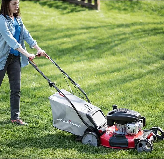 PowerSmart Gas Lawn Mower 21-Inch 144cc OHV Engine 3-in-1 Push Mower with Bagging by GreenHaven Gardens