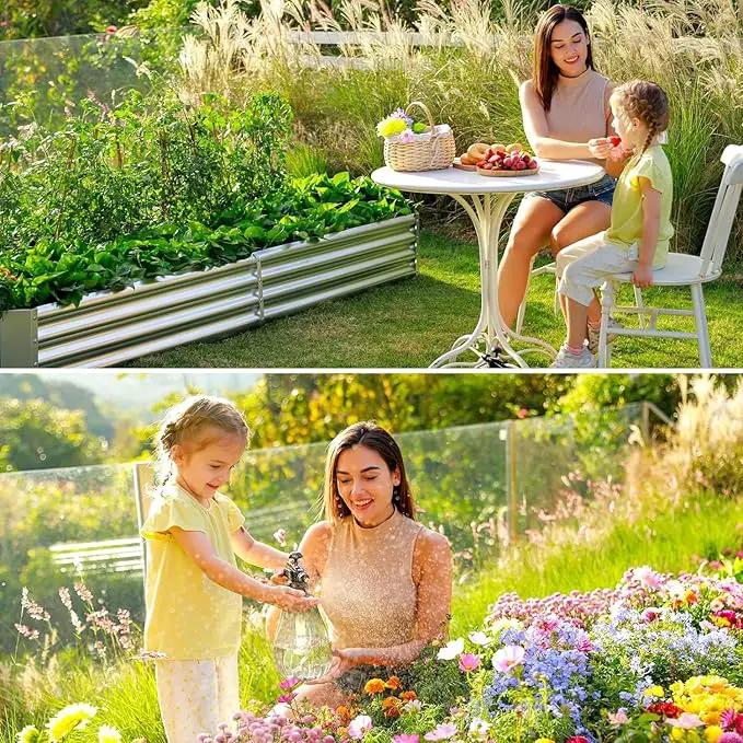 Land Guard 2 Pack 6×3×1ft Galvanized Metal Raised Garden Bed, Metal Planter Kit Box Outdoor for Deep-Rooted Vegetables, Flowers, Green and Herbs…… by GreenHaven Gardens
