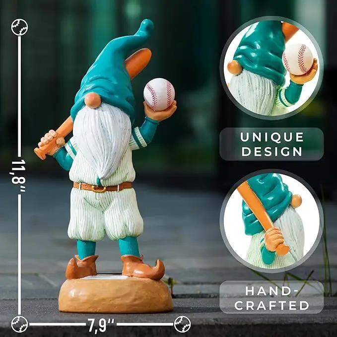 Baseball Garden Gnome with Solar Light Ball, Funny Gnomes 11.8" for Yard Decorations Outdoor, Garden Statues Outdoor Clearance, Solar Garden Statues by GreenHaven Gardens