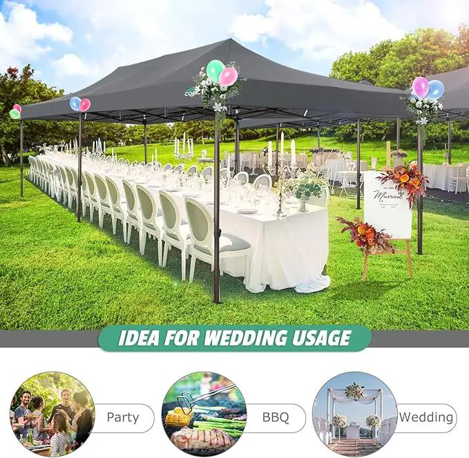 COBIZI 10x20 Pop Up Canopy Heavy Duty Without Sidewalls, Commercial Heavy Duty Pop Up Tent for Parties All Weather Waterproof and UV 50+ Wedding Tent with Roller Bag(Legs Upgraded),Grey by GreenHaven Gardens