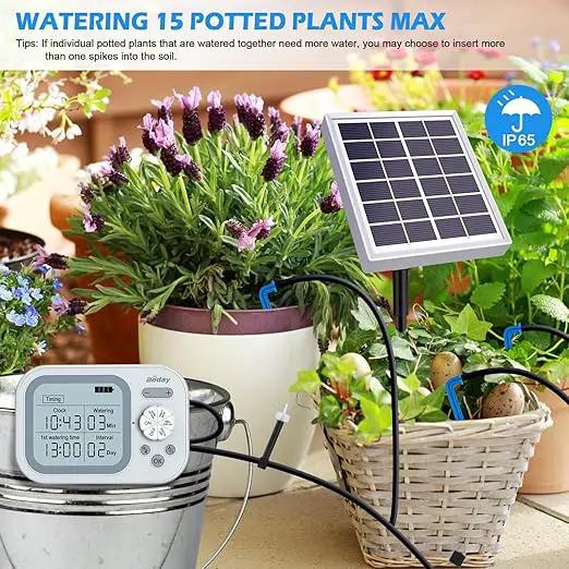 Solar Automatic Drip Irrigation System Houseplant Auto Self Watering Device Waterer for 15 Potted Plants Outdoor Indoor Garden Balcony Vacation While Away by GreenHaven Gardens