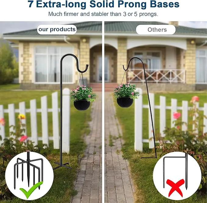 60" Shepherds Hooks for Outdoor, Heavy Duty Bird Feeder Pole for Hummingbird Feeder, Hanging Lantern, Shepherds Hook for Bird Feeders for Outside with 7 Prongs Base,1 Pack by GreenHaven Gardens