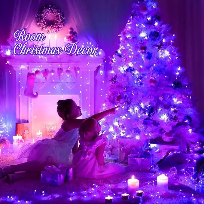 JMEXSUSS Connectable 100 LED Purple Halloween Lights Indoor, 8 Modes Plug in Purple Christmas String Lights Clear Wire, 33ft Christmas Tree Light Outdoor for Halloween Tree, Garden, Bedroom by GreenHaven Gardens