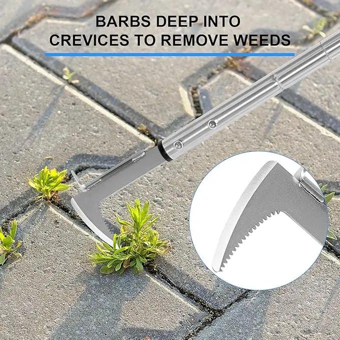 Crack Weeder, Stainless Steel Manual Crevice Weeding Tool, Long Handle Weed Grabber Remover, L-Shaped Manual Weeder Puller, Durable Crevice Weeding Tool for Sidewalk Garden Patio Lawn by GreenHaven Gardens