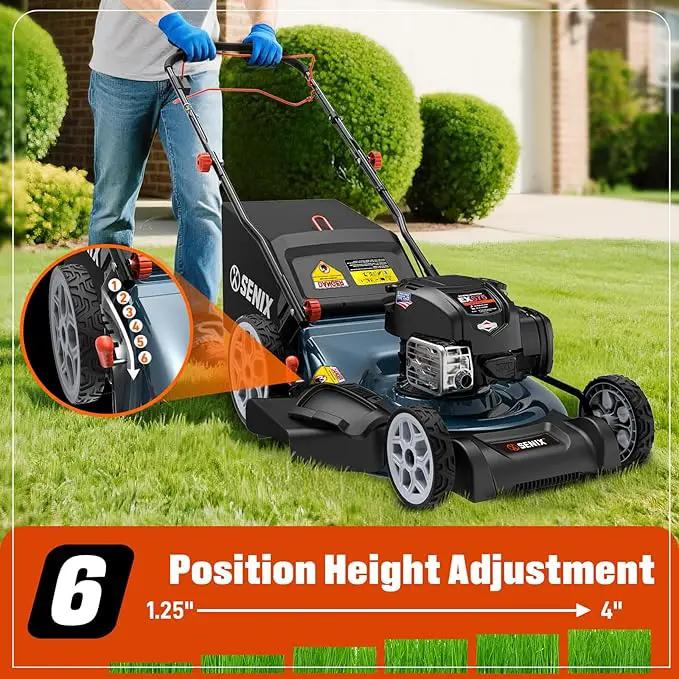 SENIX Gas Lawn Mower, 22" Self Propelled Gas Powered Lawnmower with 163cc B&S 4-Cycle Engine, 3-in-1 Walk-Behind Push Lawn Mower, 6-Position Height Adjustment by GreenHaven Gardens