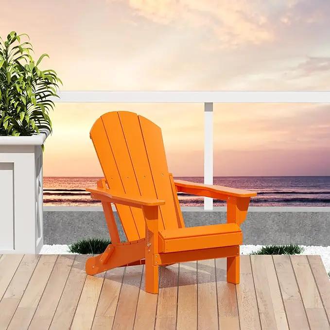 Westin Outdoors Laguna WO Home Outdoor Adirondack Folding Chair Lounger Seat Traditional Retro Home Furniture for Beach, Balcony, Backyard, Lawn, Patio, Pool, Deck, Garden (Orange) by GreenHaven Gardens