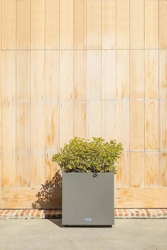 Veradek Block Series Cube Plastic Planter - Large Square Planter for Indoor or Outdoor Patio/Garden | Durable All-Weather Use with Drainage Holes | Modern Décor for Tall Plants, Trees, Flowers by GreenHaven Gardens