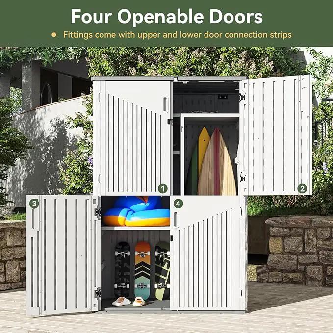 Aoxun Outdoor Resin Storage Shed with Metal Shelving Kit & Floor, 64 Cu.Ft Vertical Waterproof Storage Cabinet for Garage, Pool, Bike, Garden Tools, Patio Furniture (White) by GreenHaven Gardens