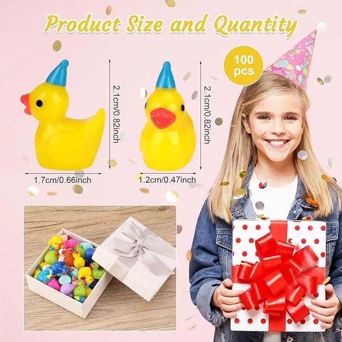 100 Pack Mini Resin Ducks, Multicolor Mini Ducks Wearing Party Hat, Tiny Duck Miniature Duck Figures Tiny Home Ornament for Micro Landscape Dollhouse Garden Aquarium Potted School Office by GreenHaven Gardens