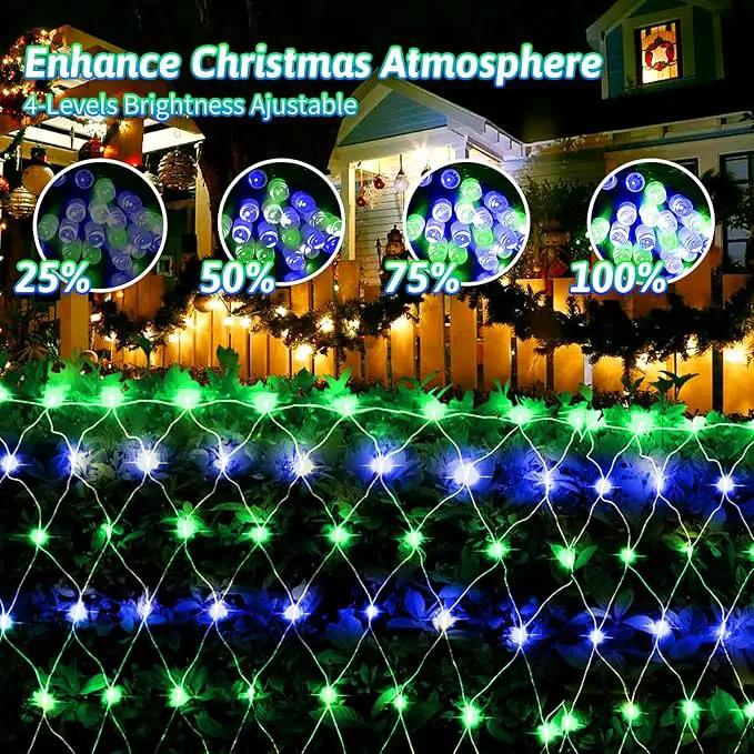 200 LED Christmas Net Lights Outdoor Decorations 3M*2M Mesh Lights Fairy String Lights Plug in with Timer 8 Modes Waterproof for Outside Bush Window Wall Patio Fence Party Decor-Blue and Green by GreenHaven Gardens