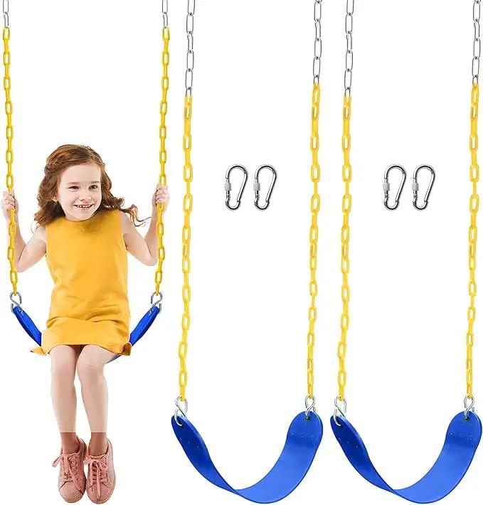 TURFEE 2 Pack Swing for Outdoor Swing Set, Swing Seat Replacement Kit with 66" Heavy Duty Chains, 4 Snap Hook for Kids Outdoor Play Playground, Trees, Playground (Blue) by GreenHaven Gardens
